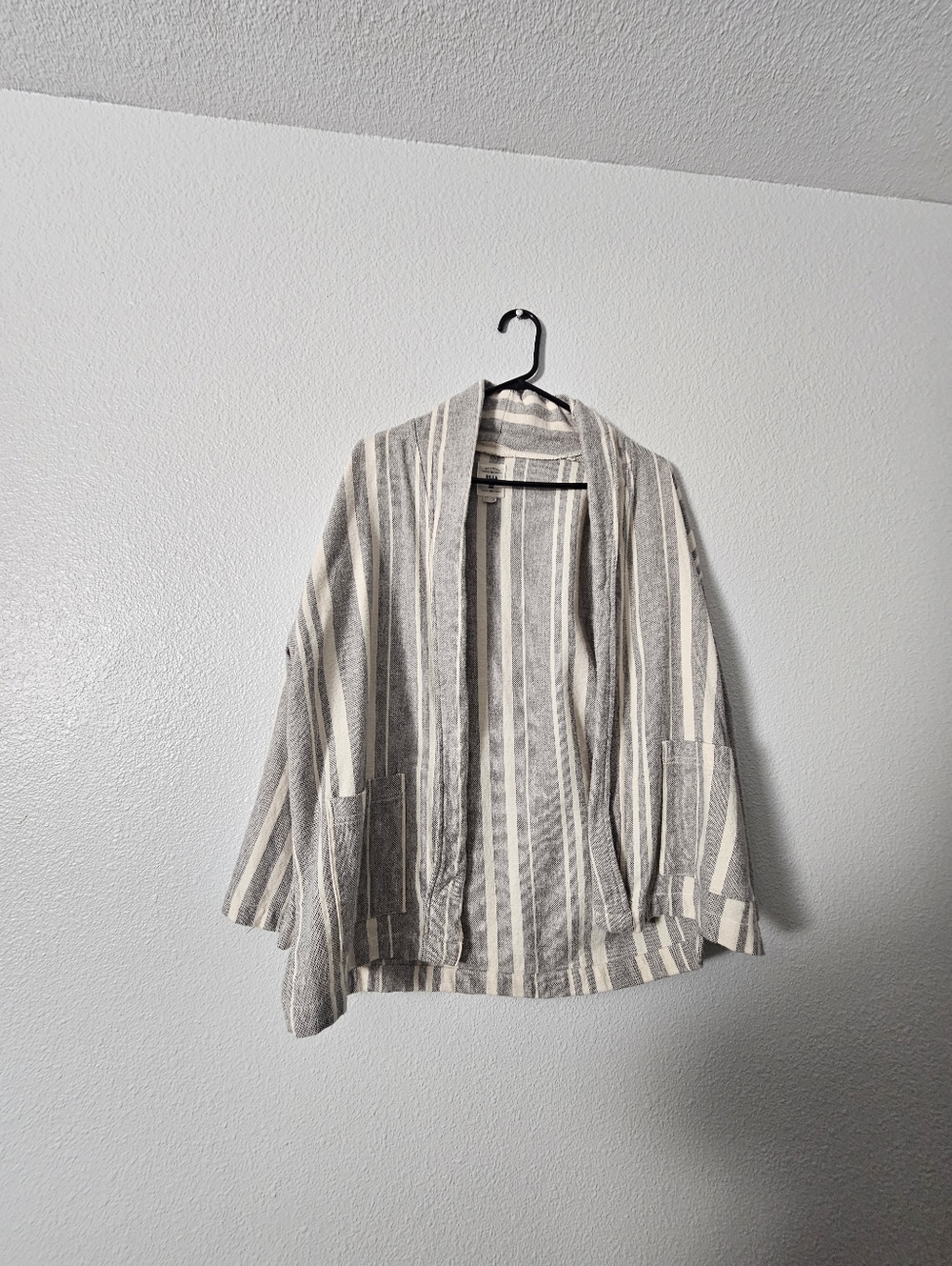 Womens Billabong Cream & Gray Striped Open-Front Blazer Sz XS